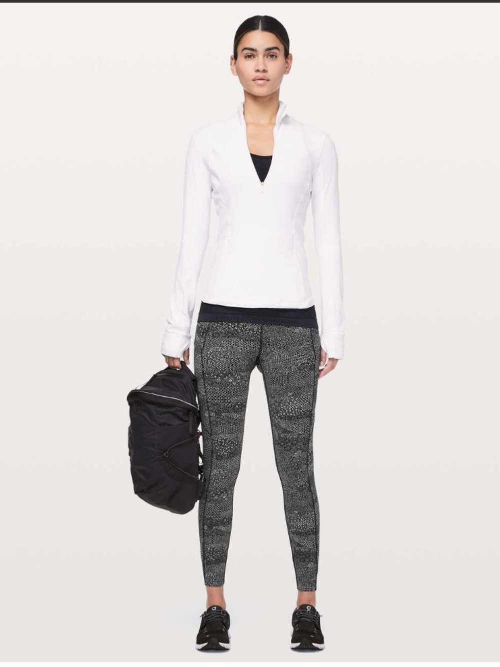 Lululemon Fast&Free 7/8 tight II in Meisai White Black size 6